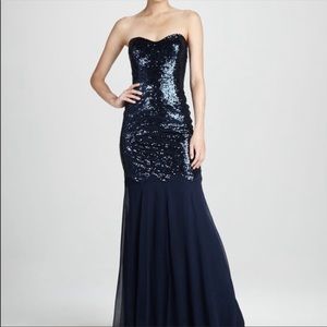 David meister navy sequin gown